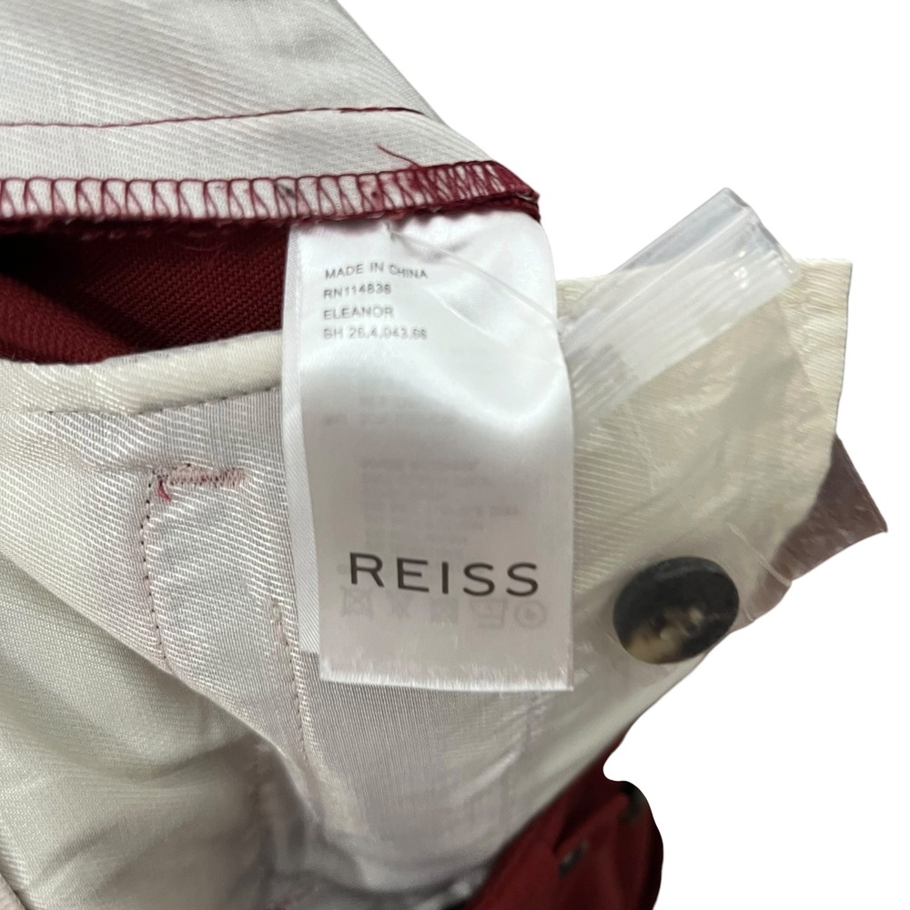 Reiss Eleanor Trousers Women's Size 6 Red Wool Blend Tapered Office Pants Career - Picture 12 of 12